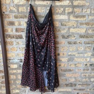 ARULA Black Strapless Floral Maxi Dress with Pink Flowers